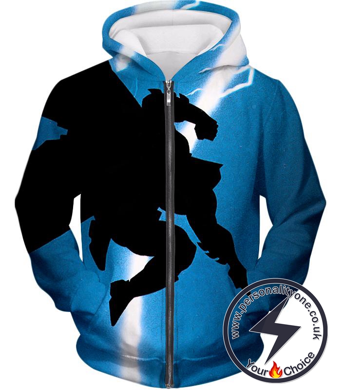 Amazing Action Batman Awesome Shadow Print Blue Zip Up Hoodie